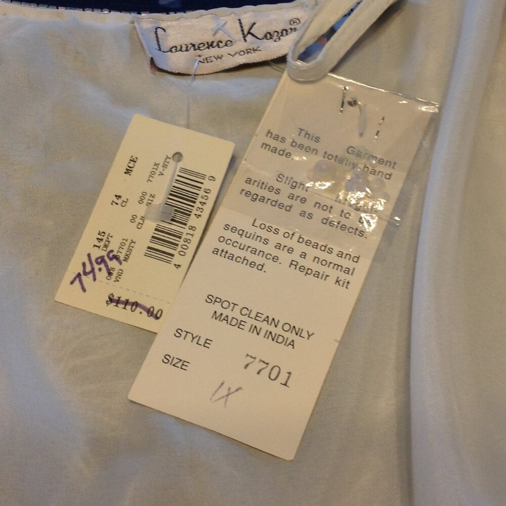 NWT Vintage Laurence Kazar Off White Creme Beaded Sequin Evening Jacket 1X - Picture 13 of 14